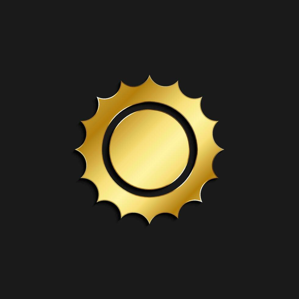 sun gold icon. Vector illustration of golden style. Summer time on dark background .