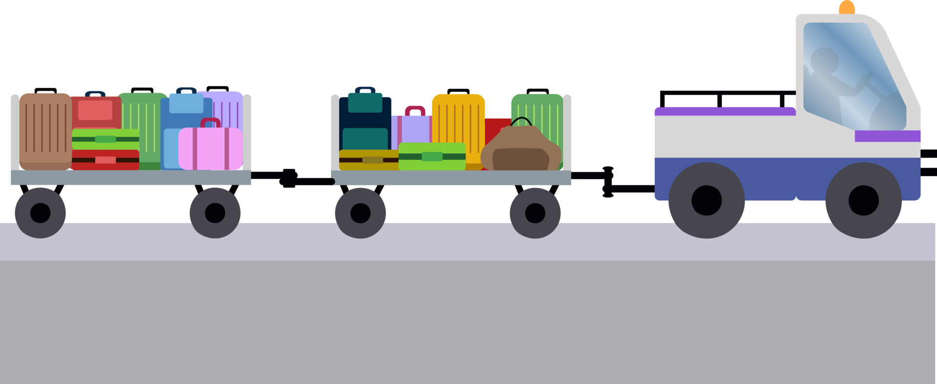 airport luggage truck vector illustration, airport baggage truck