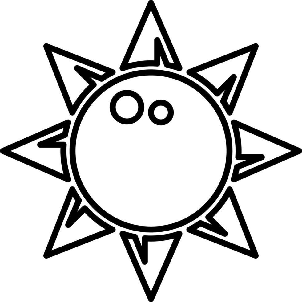 sun, emoji line icon vector. Outline vector icon sun emoji on white background.