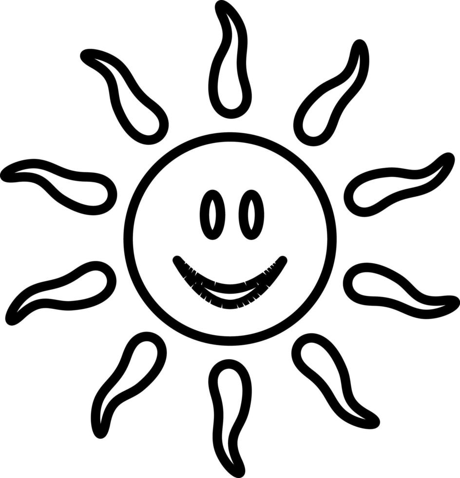 sun, emoji line icon vector. Outline vector icon sun emoji on white background.