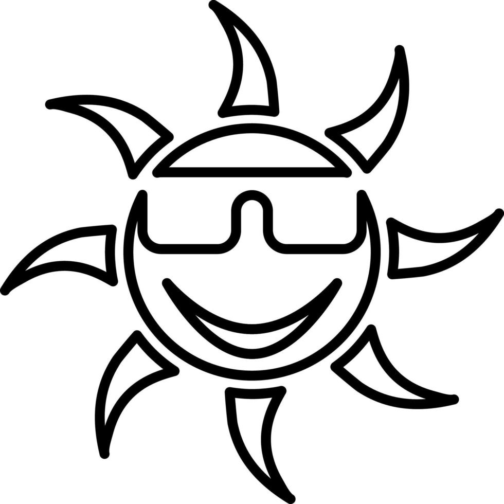 sun, emoji line icon vector. Outline vector icon sun emoji on white background.