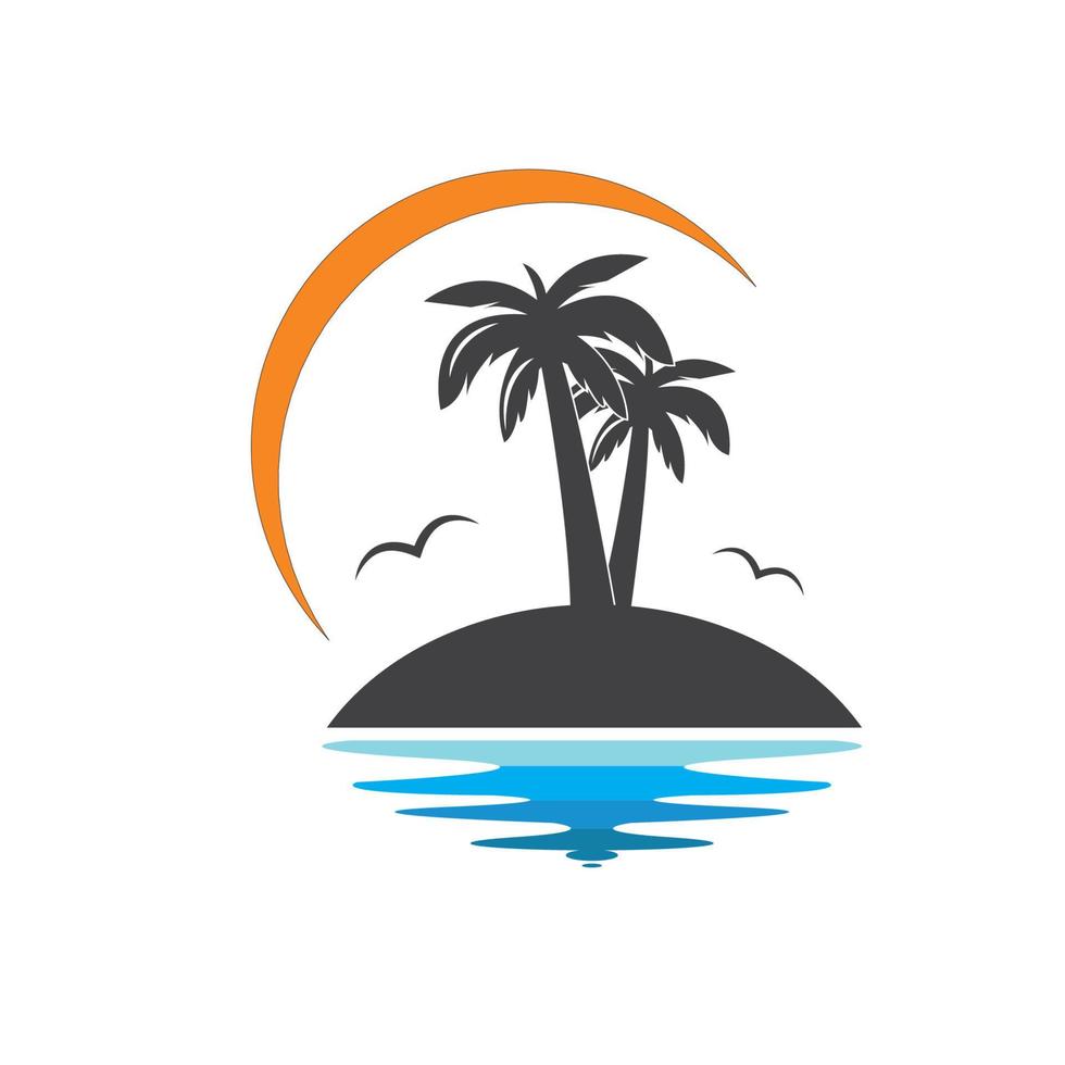 Palm tree icon of summer and travel logo vector illustration