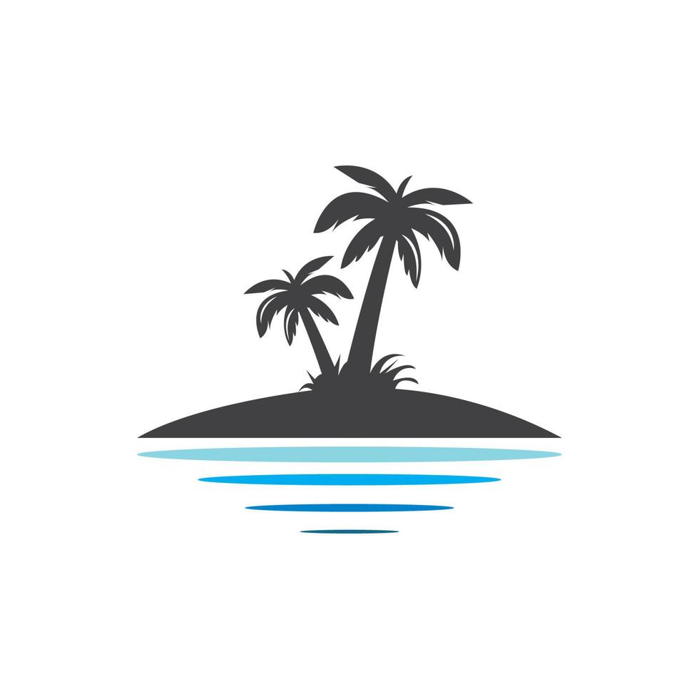 Icono de palmera de verano y viajes logo vector illustration