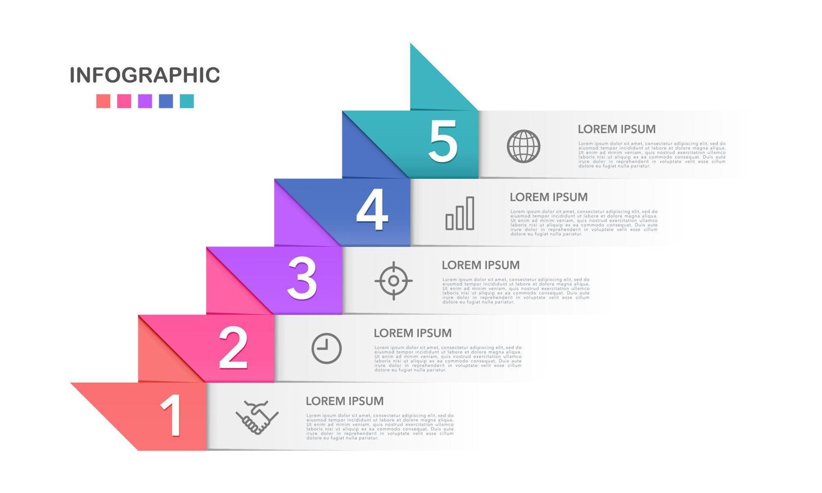 Infographic arrows 5 steps or options. Vector illustration.