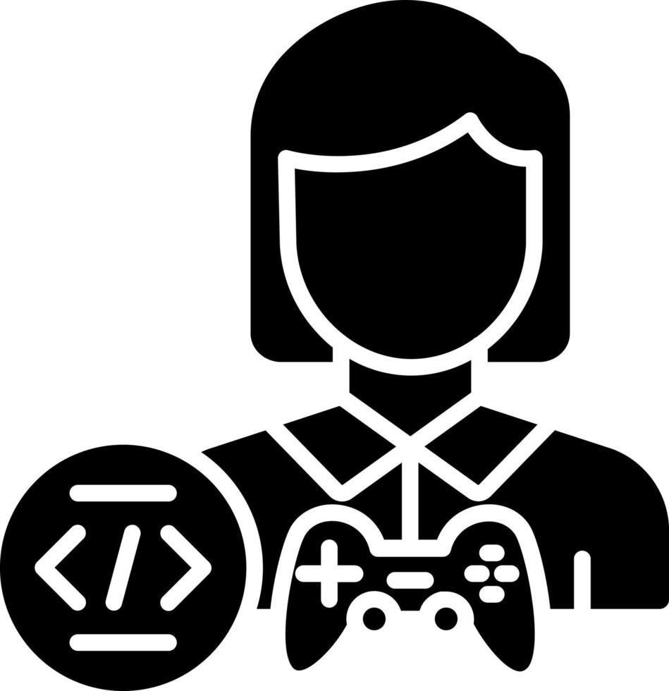 desarrollador de juegos estilo de icono femenino vector