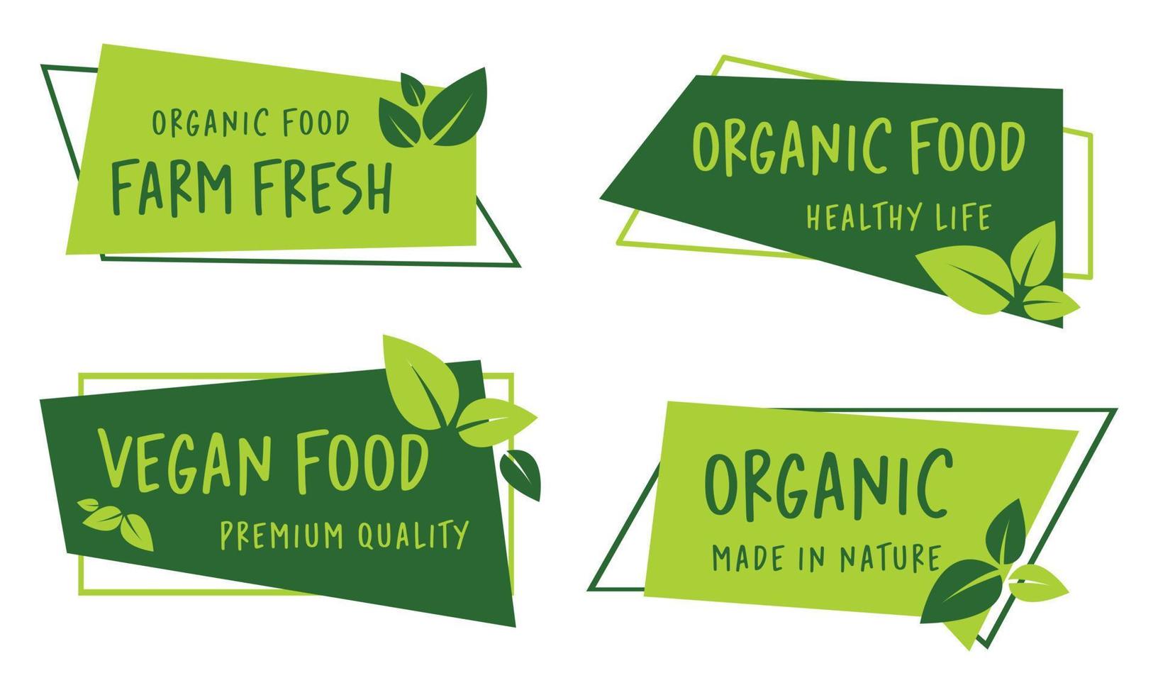 Set of organic, natural, farm fresh and healthy labels and badges for food and drink products. vector