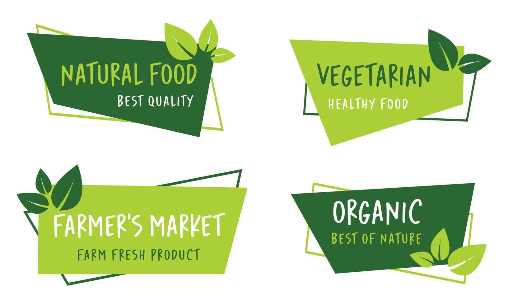 Organic food, natural, farm fresh and healthy product for food market. vector