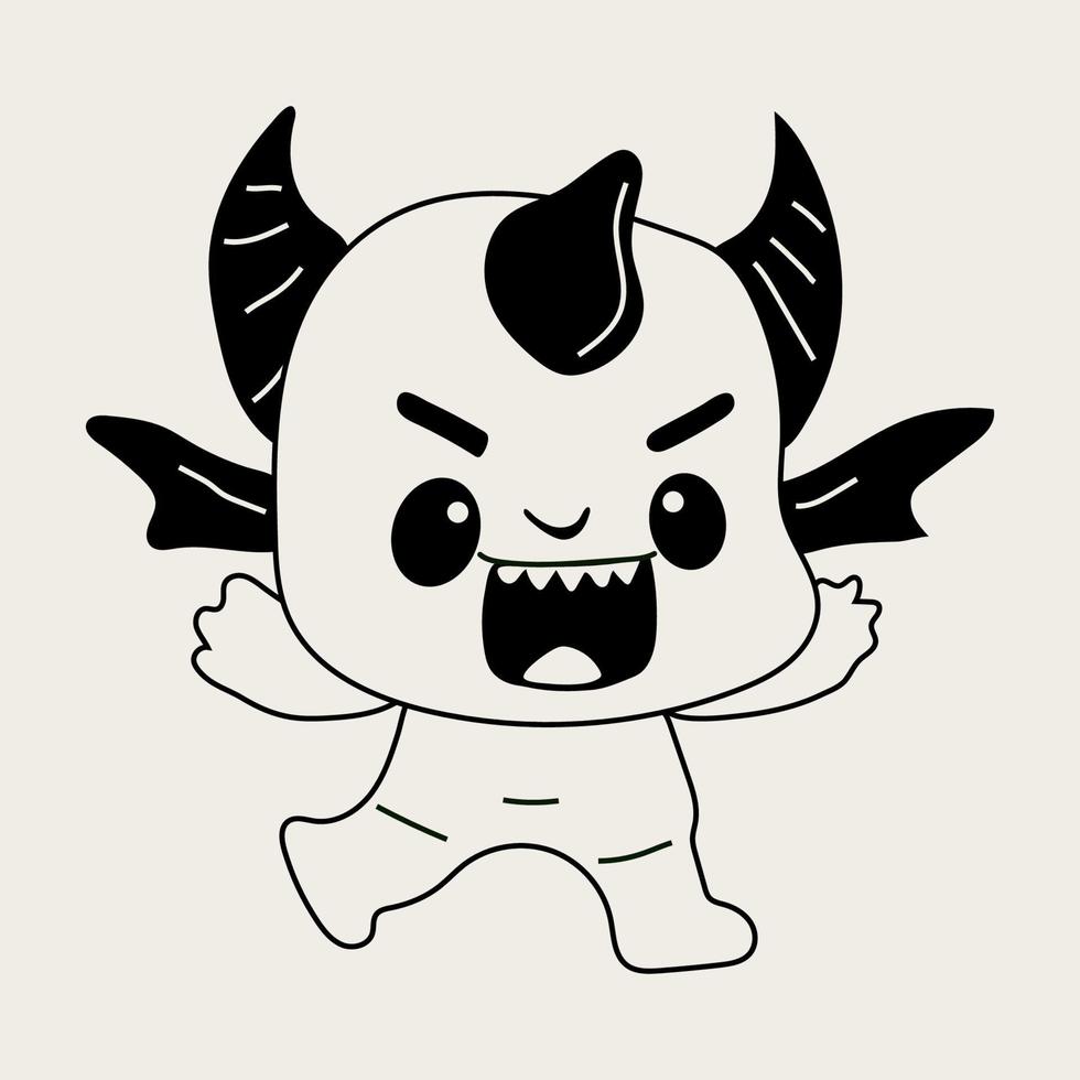 Sticker emoji emoticon emotion happy character sweet hellish entity cute horned devil, evil spirit, devilry, impure force vector