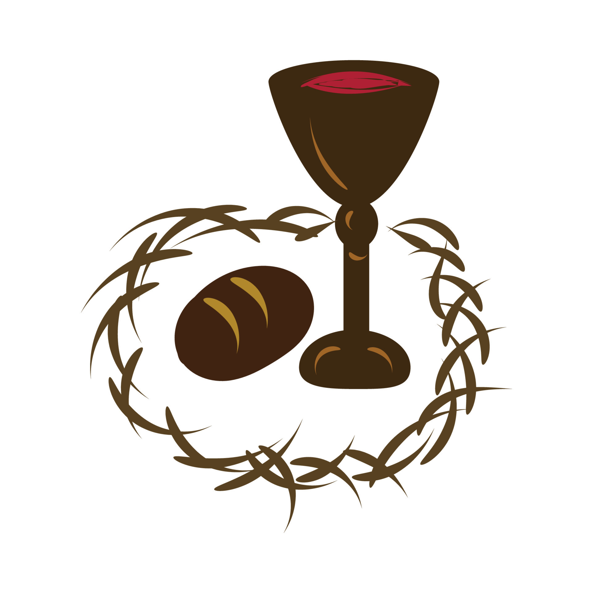 Holy Week. Christian Easter icon symbols. palm branch, cross of Jesus  Christ, crown of thorns, bowl and bread, crucified palms. vector  illustration 21668156 Vector Art at Vecteezy