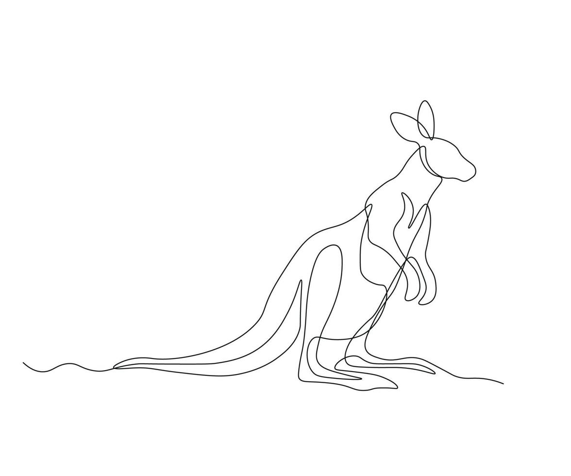 abstract Kangaroo Continuous One Line Drawing vector