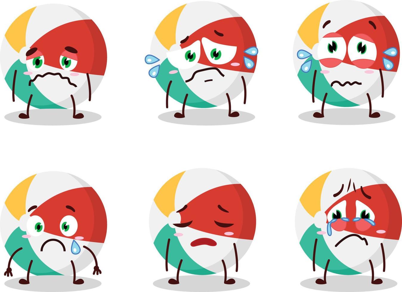 Beach ball cartoon character with sad expression vector