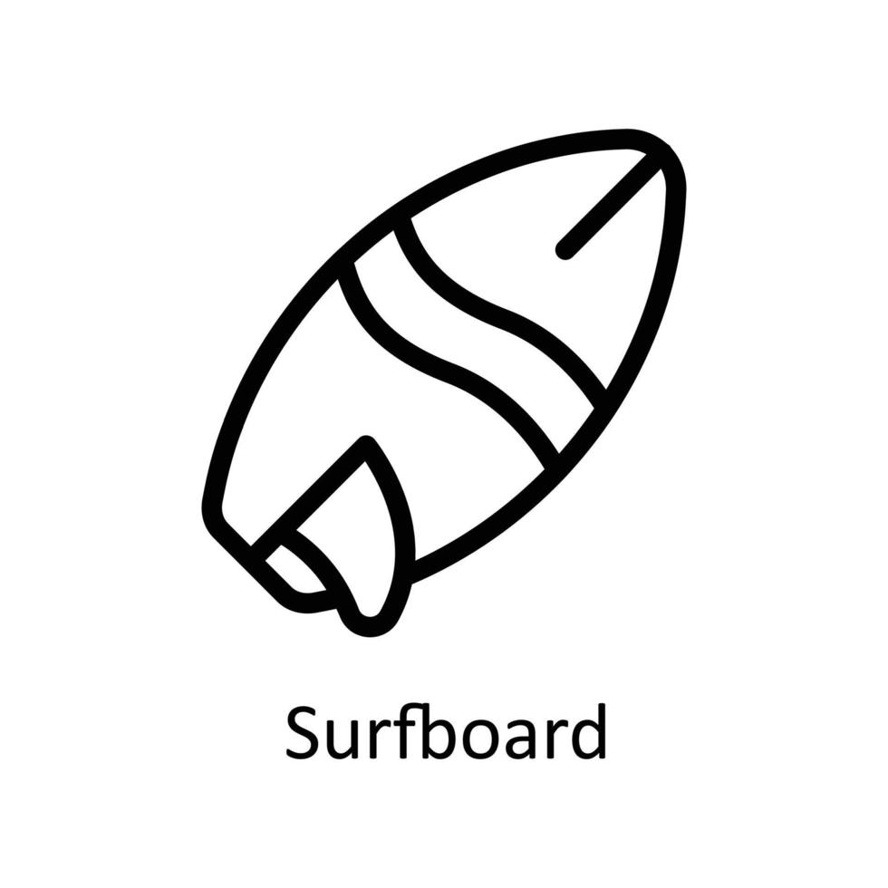 Surfboard Vector  outline Icons. Simple stock illustration stock