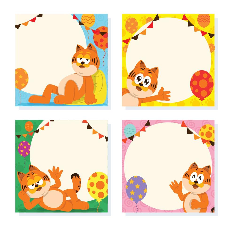 The Orange Cat Pose Social Media Post Design vector