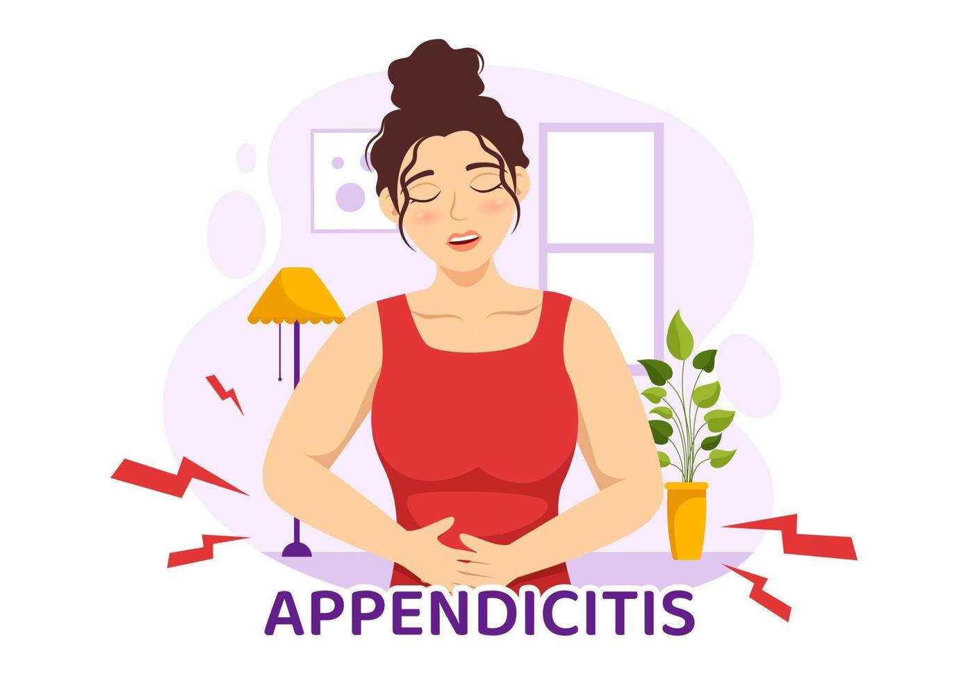 Appendicitis Illustration with Inflammation of the Appendix and Stomach Treatment in Healthcare Flat Cartoon Hand Drawn for Landing Page Templates vector