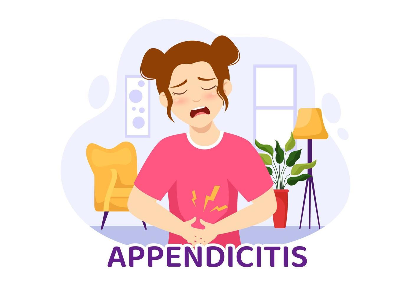 Appendicitis Illustration with Inflammation of the Appendix and Stomach Treatment in Healthcare Flat Cartoon Hand Drawn for Landing Page Templates vector