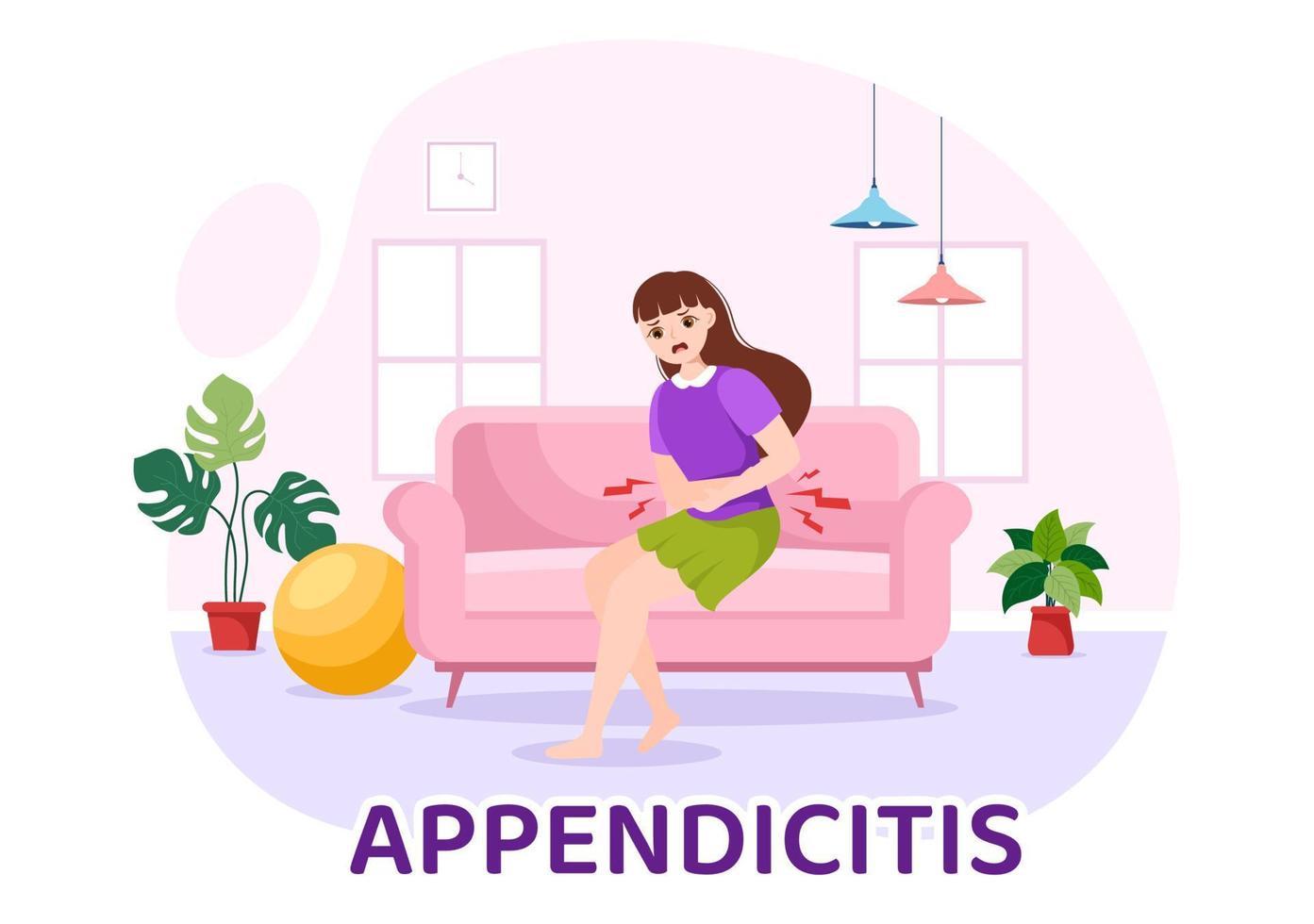 apendicitis ilustración con inflamación de el apéndice y estómago tratamiento en cuidado de la salud plano dibujos animados mano dibujado para aterrizaje página plantillas vector