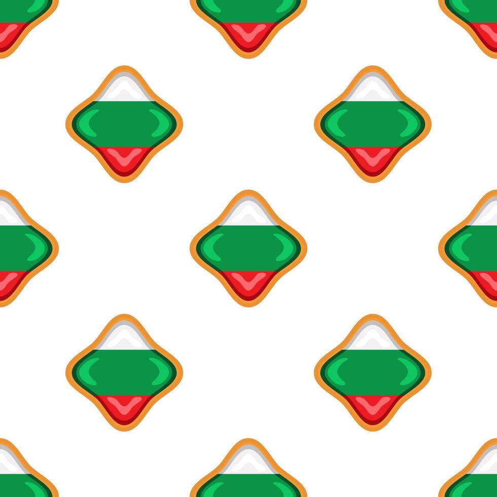 Pattern cookie with flag country Bulgaria in tasty biscuit vector