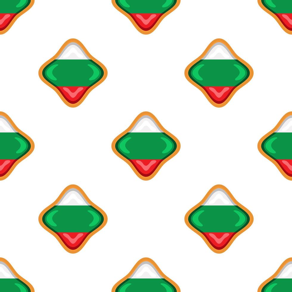 Pattern cookie with flag country Bulgaria in tasty biscuit vector