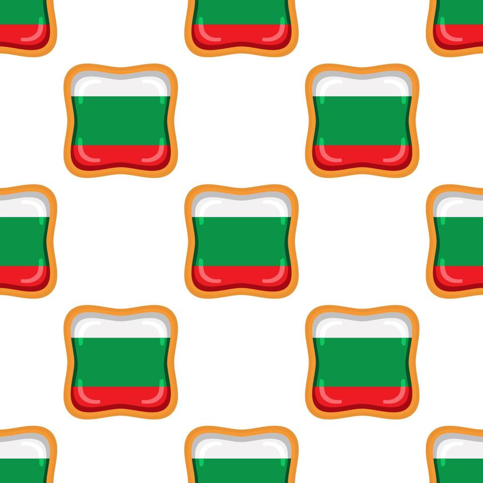 Pattern cookie with flag country Bulgaria in tasty biscuit vector