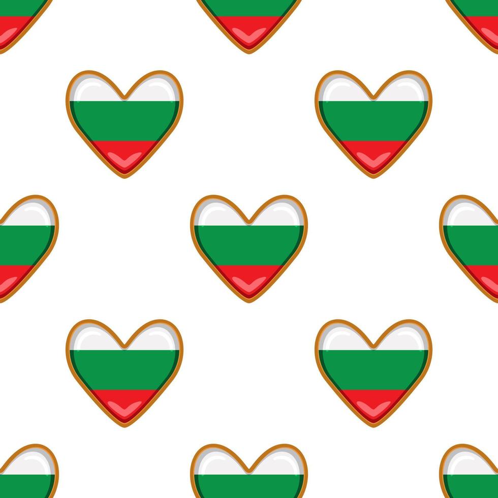 Pattern cookie with flag country Bulgaria in tasty biscuit vector