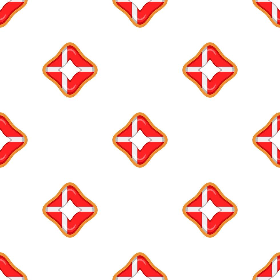 Pattern cookie with flag country Denmark in tasty biscuit vector