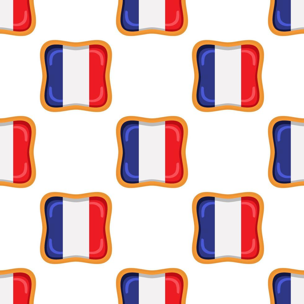 Pattern cookie with flag country France in tasty biscuit vector