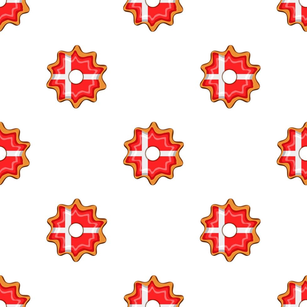 Pattern cookie with flag country Denmark in tasty biscuit vector