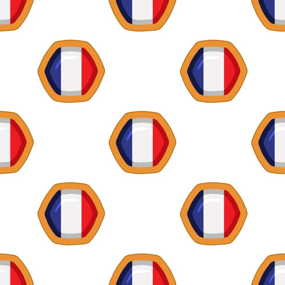 Pattern cookie with flag country France in tasty biscuit vector