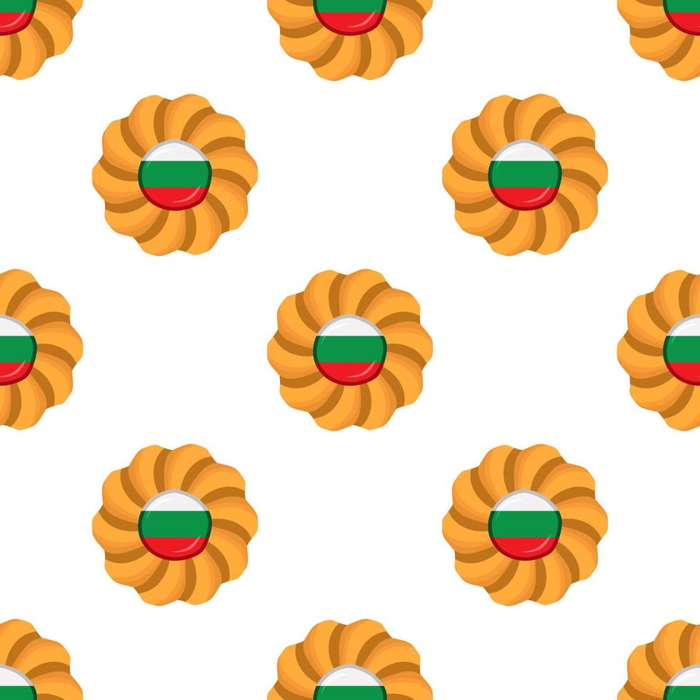Pattern cookie with flag country Bulgaria in tasty biscuit vector
