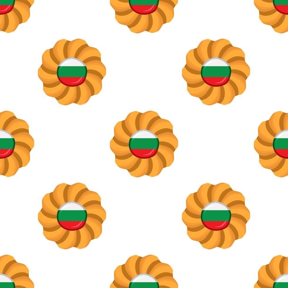 Pattern cookie with flag country Bulgaria in tasty biscuit vector