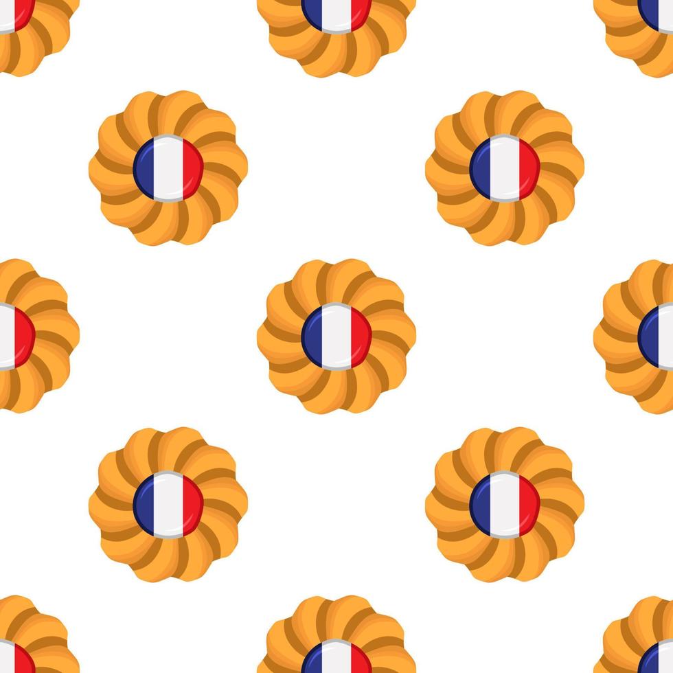 Pattern cookie with flag country France in tasty biscuit vector