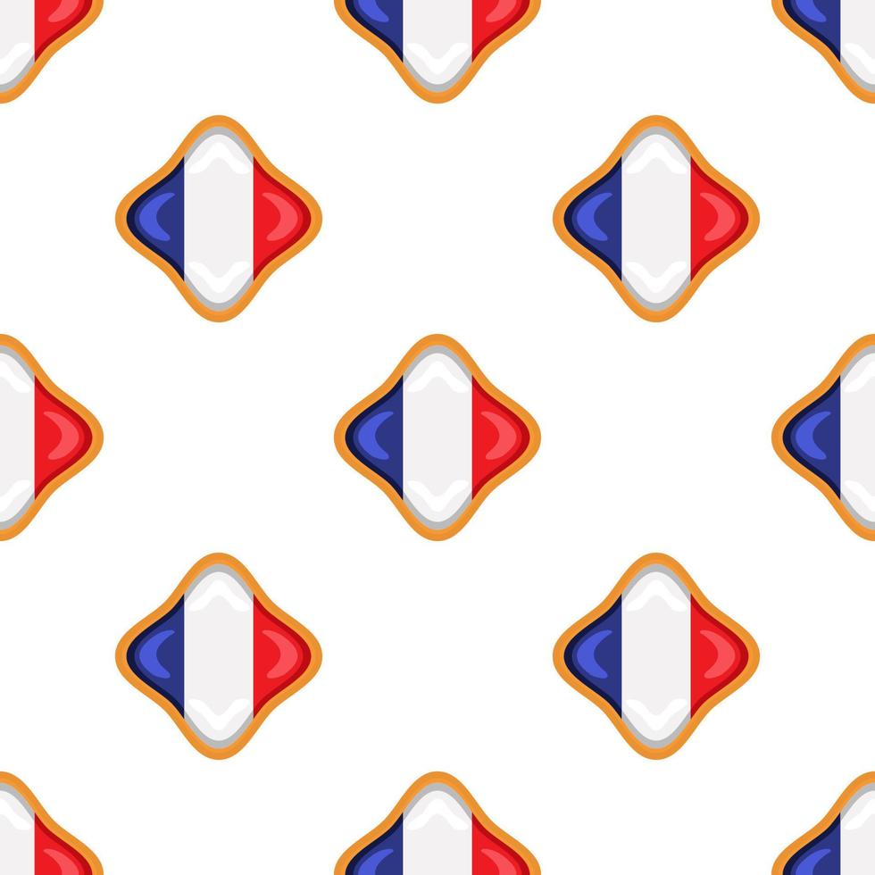 Pattern cookie with flag country France in tasty biscuit vector