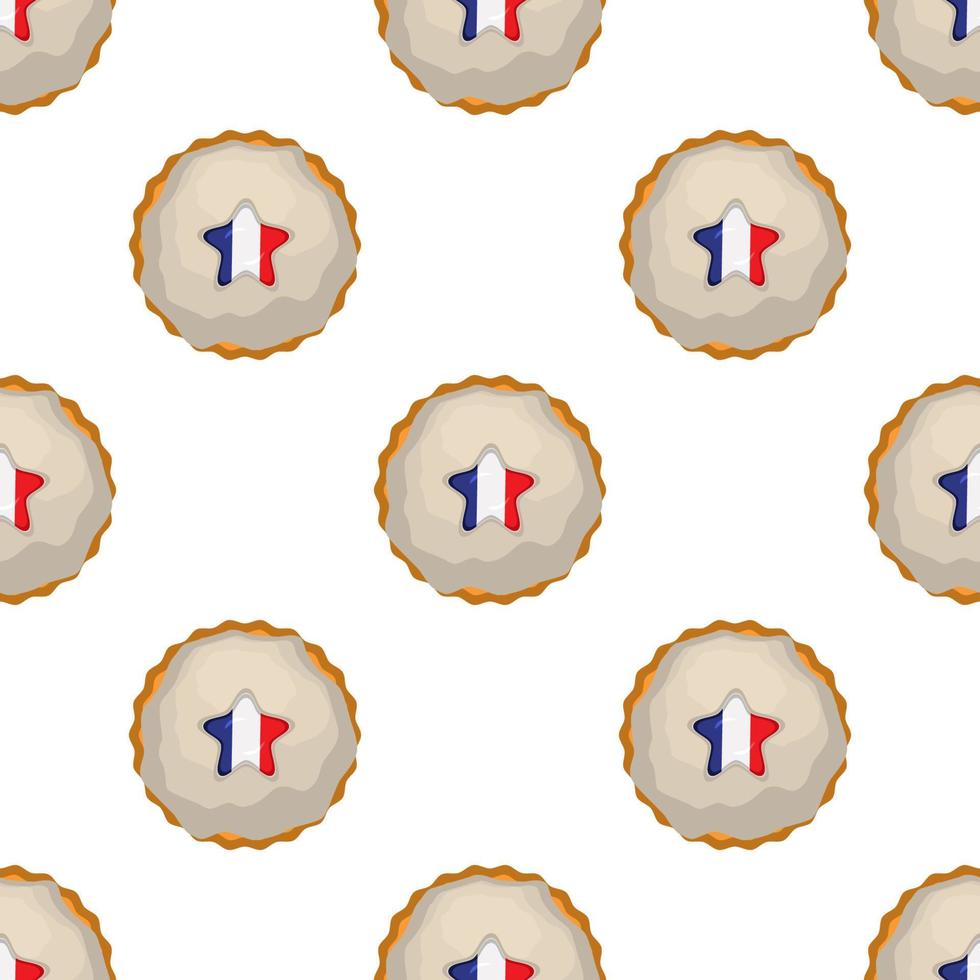 Pattern cookie with flag country France in tasty biscuit vector