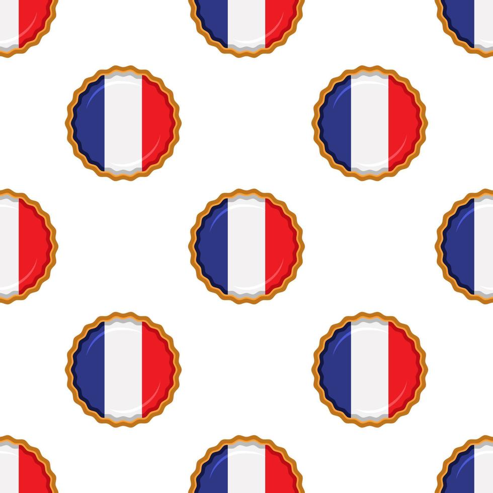 Pattern cookie with flag country France in tasty biscuit vector