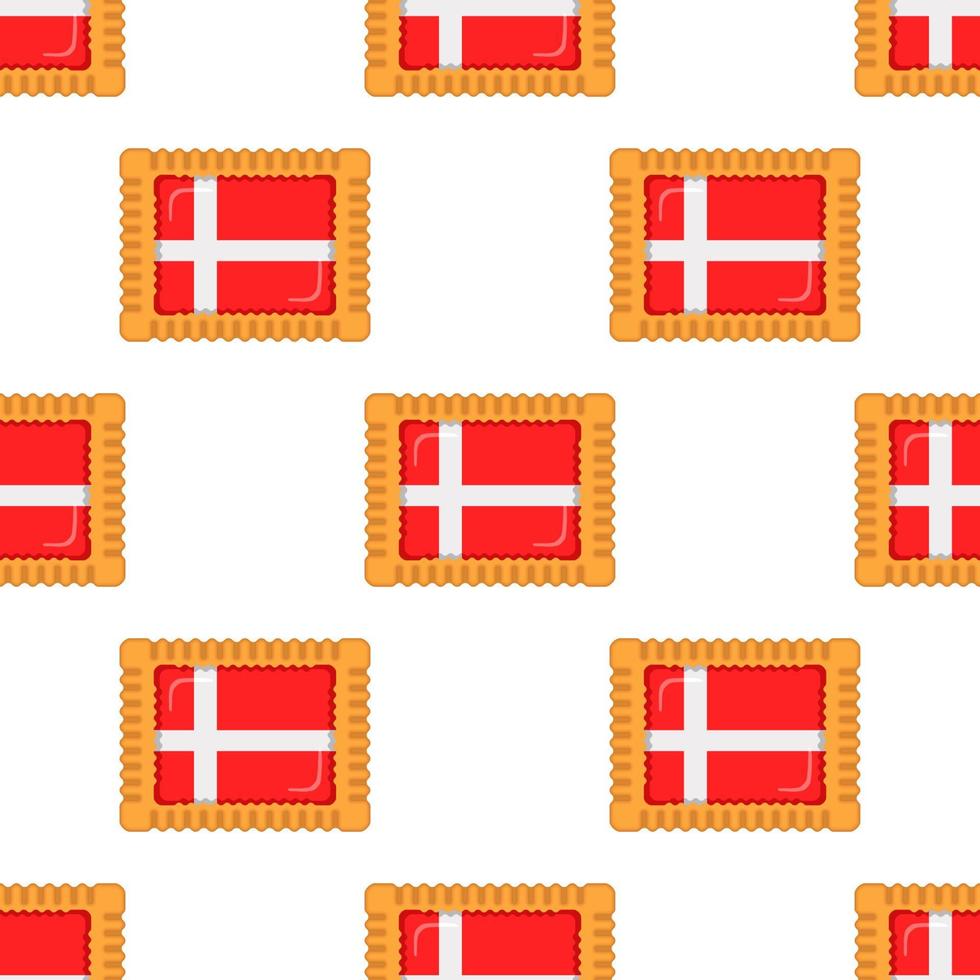 Pattern cookie with flag country Denmark in tasty biscuit vector