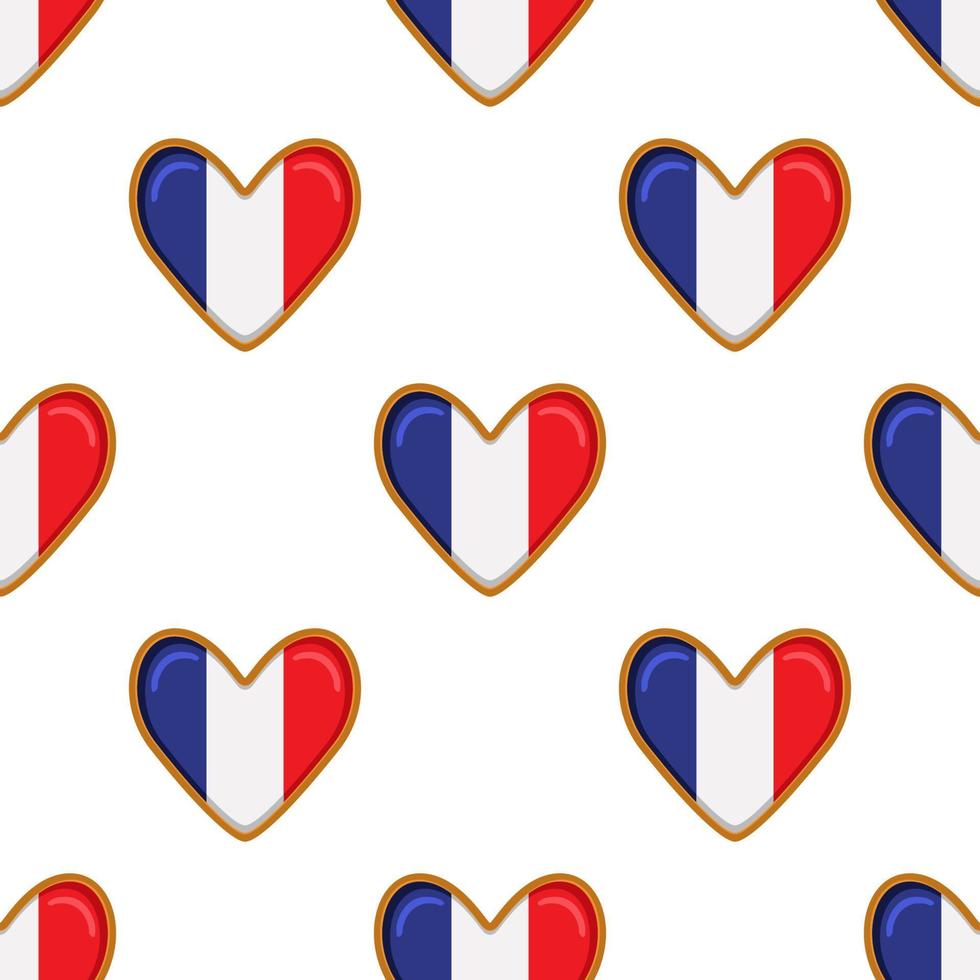 Pattern cookie with flag country France in tasty biscuit vector