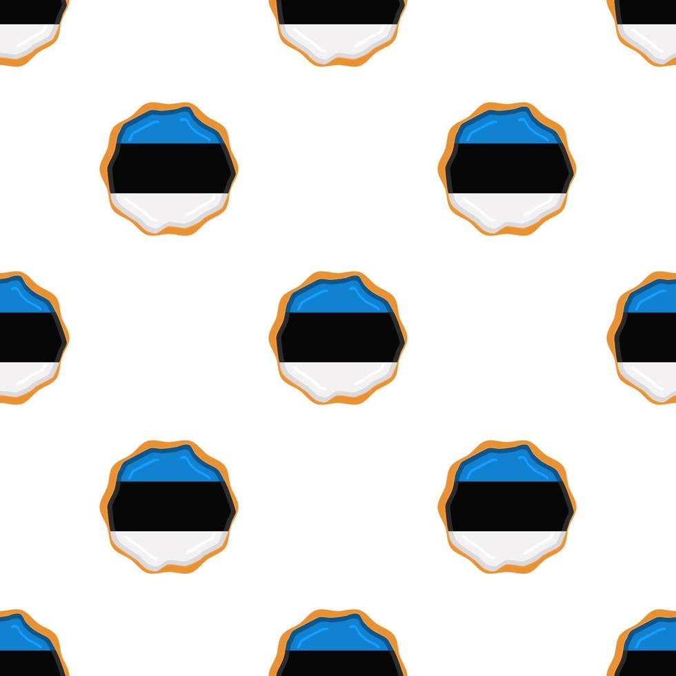 Pattern cookie with flag country Estonia in tasty biscuit vector