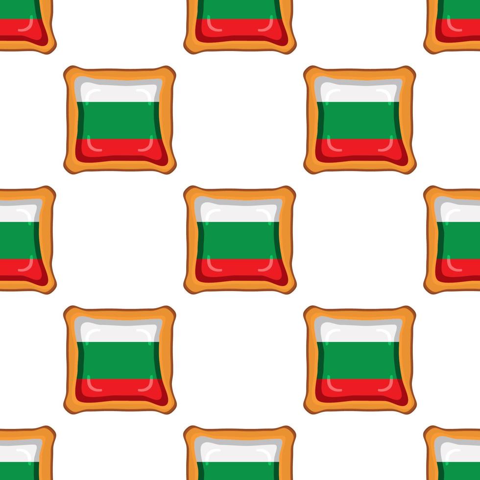 Pattern cookie with flag country Bulgaria in tasty biscuit vector