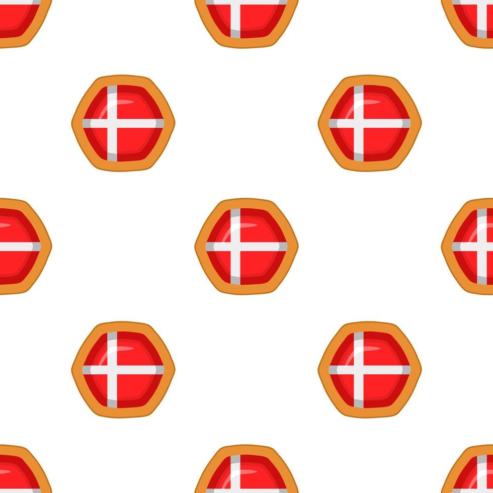 Pattern cookie with flag country Denmark in tasty biscuit vector