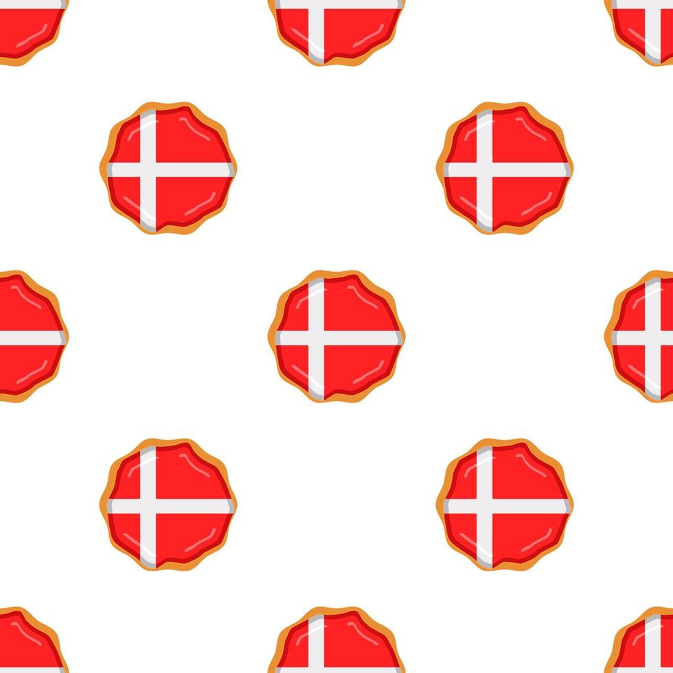 Pattern cookie with flag country Denmark in tasty biscuit vector