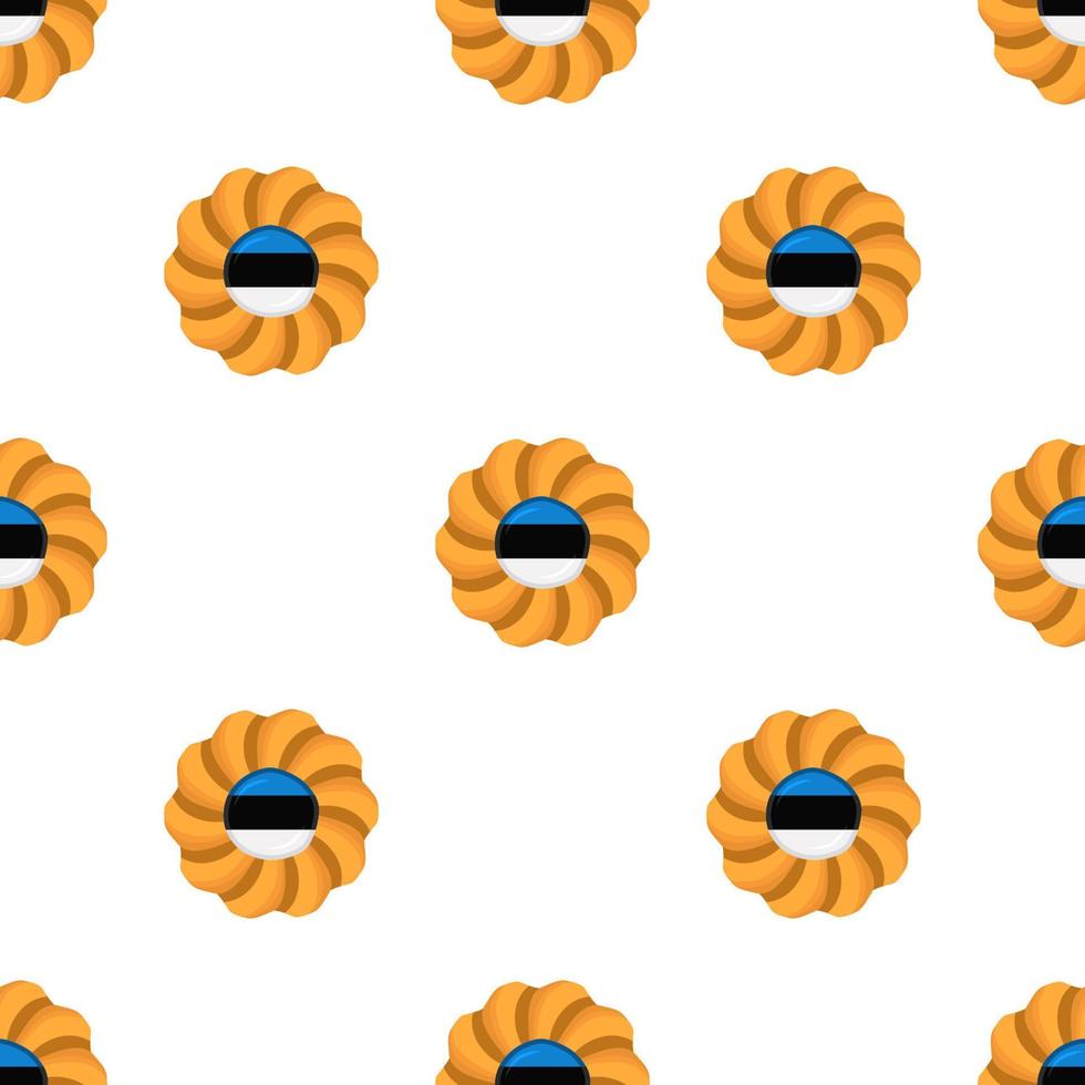 Pattern cookie with flag country Estonia in tasty biscuit vector