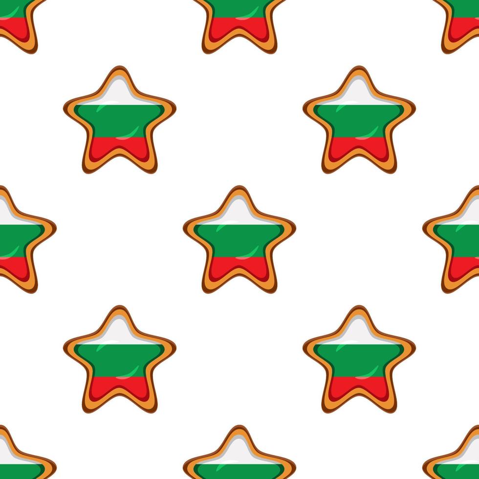 Pattern cookie with flag country Bulgaria in tasty biscuit vector