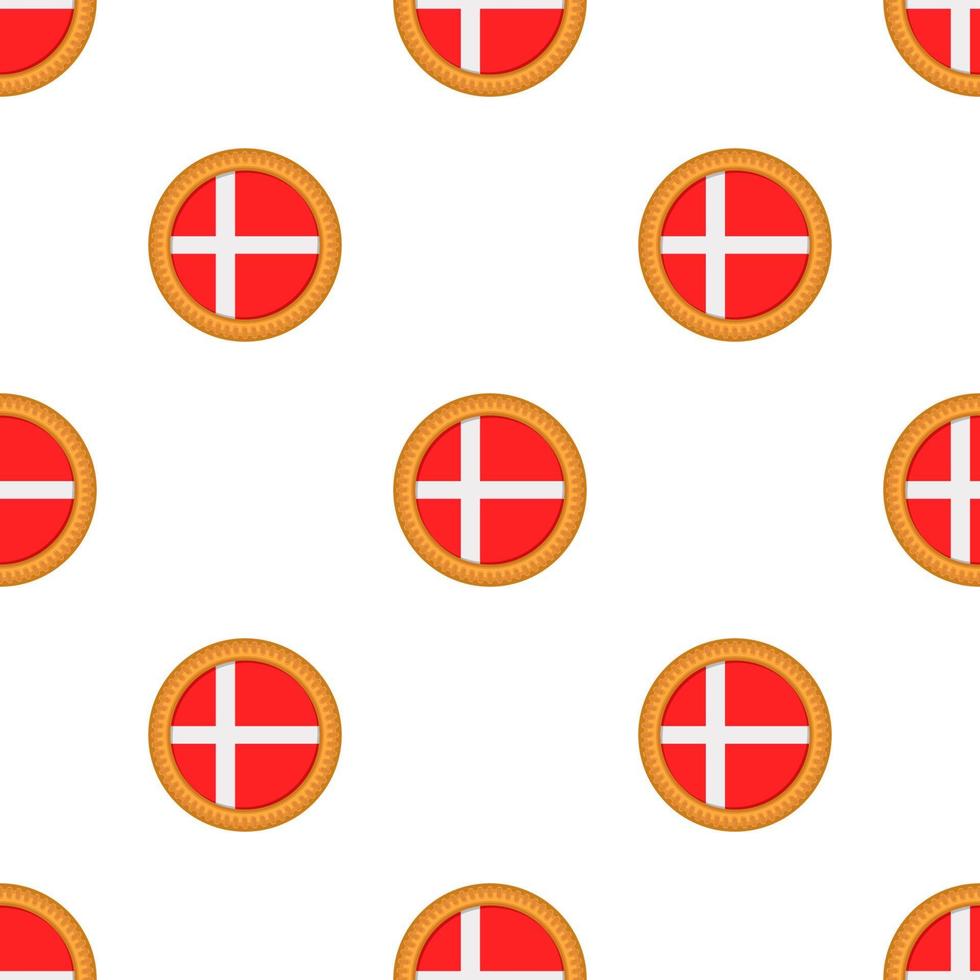 Pattern cookie with flag country Denmark in tasty biscuit vector