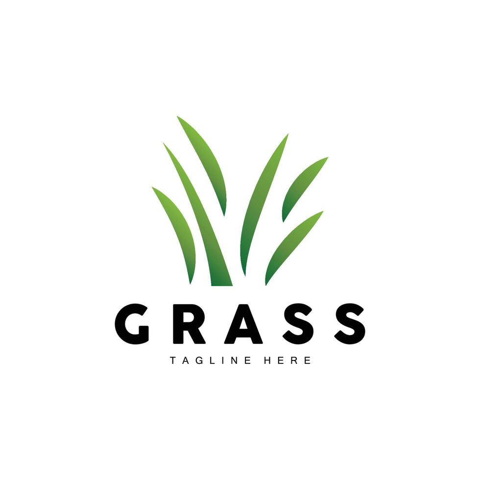 Green Grass Logo Design, Farm Landscape Illustration, Natural Scenery Vector