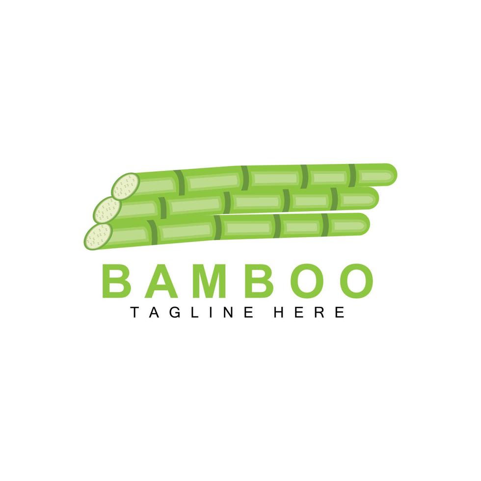 Bamboo Logo, Green Plant Design, Nature Tree Vector, Illustration Icon vector