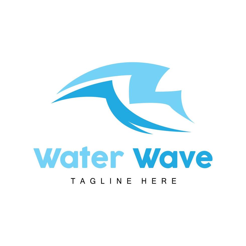 Water Wave Logo, Deep Sea Vector, Maritime Background Template Design vector