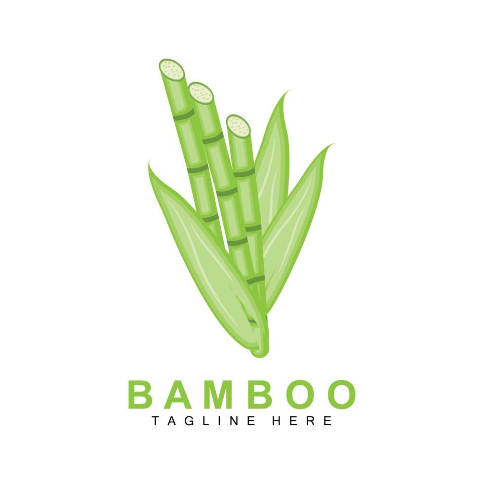 Bamboo Logo, Green Plant Design, Nature Tree Vector, Illustration Icon vector