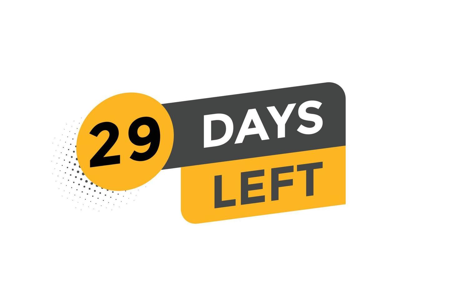 29 days Left countdown template. 29 day Countdown left banner label button eps 10 vector