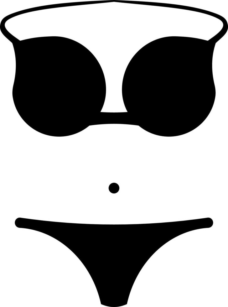 Bikini, beach, icon. Summer vector icon Black Thin flat Symbol of Tourism for Web and App development Isolated on White Background. Vector on white background