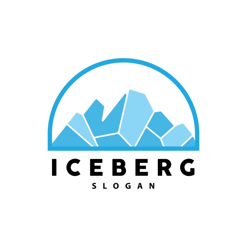 Iceberg Logo, Antarctic Mountains Vector In Ice Blue Color, Nature Design, Product Brand Illustration Template Icon